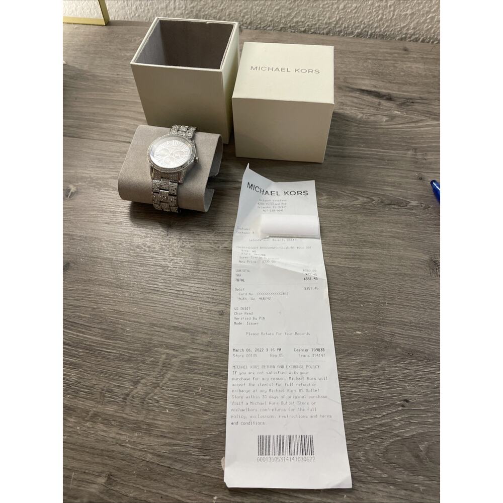 Michael Kors MK6788 Brynn Pavé Silver Chronograph Women's Watch - MSRP $495 - Picture 10 of 11